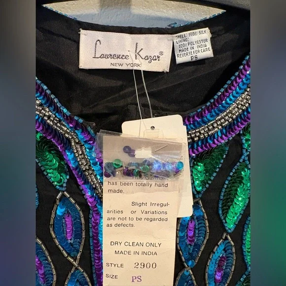 Vintage Laurence Kazar 100% silk beaded & sequined jacket size petite small New - Picture 6 of 16